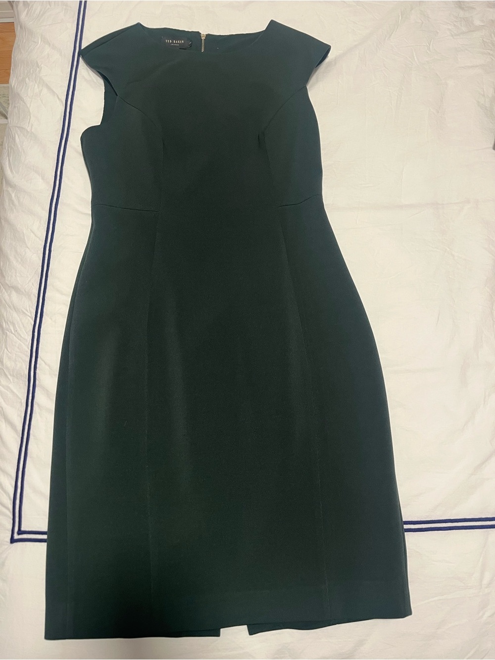 Ted Baker Dark Green Cap Sleeve Midi Sheath Dress